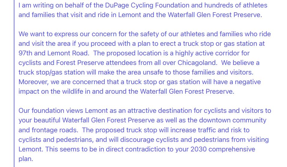 Pleasantdale Letter to the Village Board