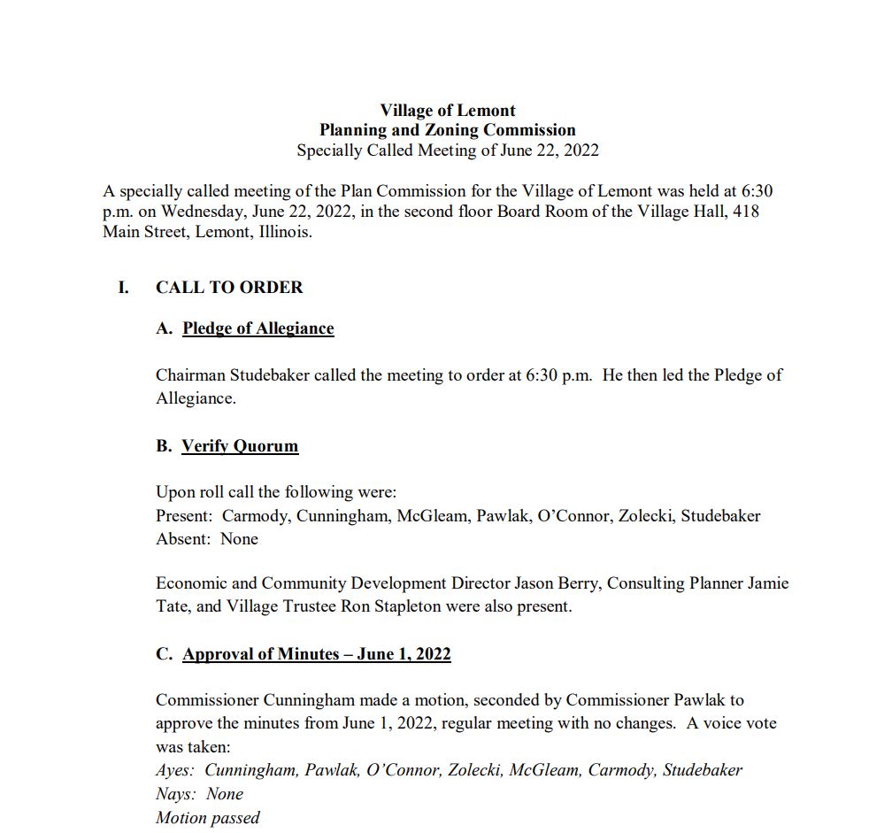 Board meeting minutes