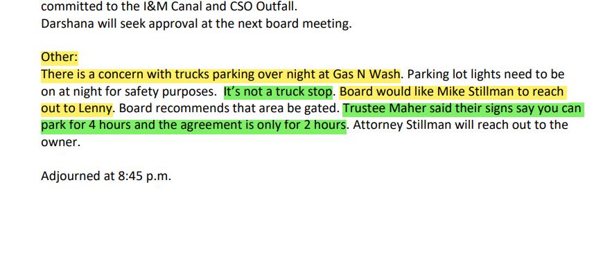 Board meeting PDF discussing parking issues