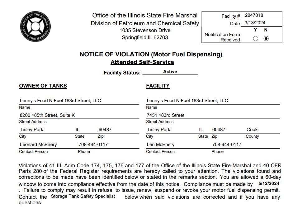 Tinley Park Communication Violation